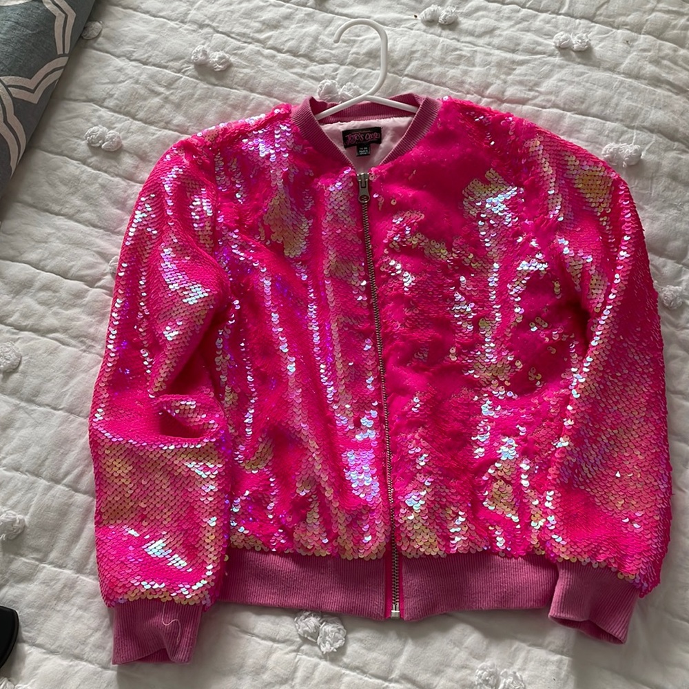 Flip sequin hot pink jacket! Size 7-8